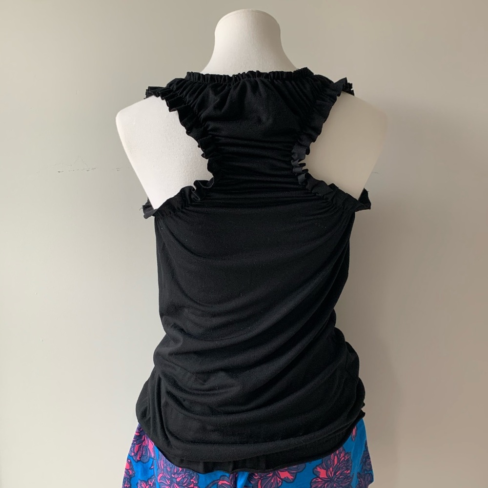 Black Ruffle Raceback Tank Top Size Small - Picture 3 of 8